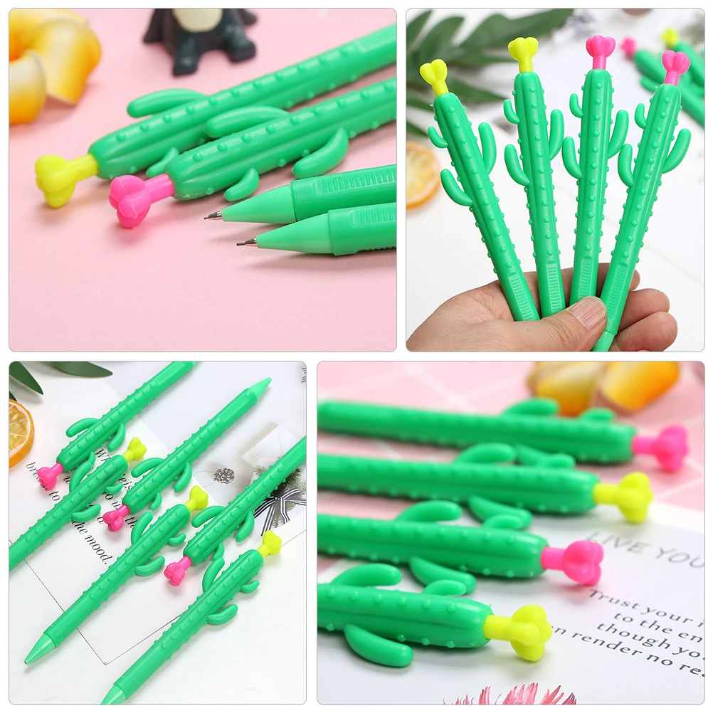

10 pcs 0 5mm Cactus Mechanical Pencil Plastic Stationery Kids Writing Drawing Student Use Lightweight Desk Accessories