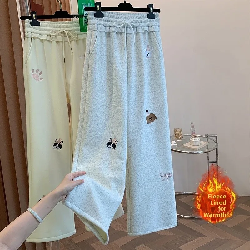 Plones Largos de Pierna Ancha con Forro Polar para Otoño e Invierno, Plones Deportivos Casus Hoados y Adeazant...