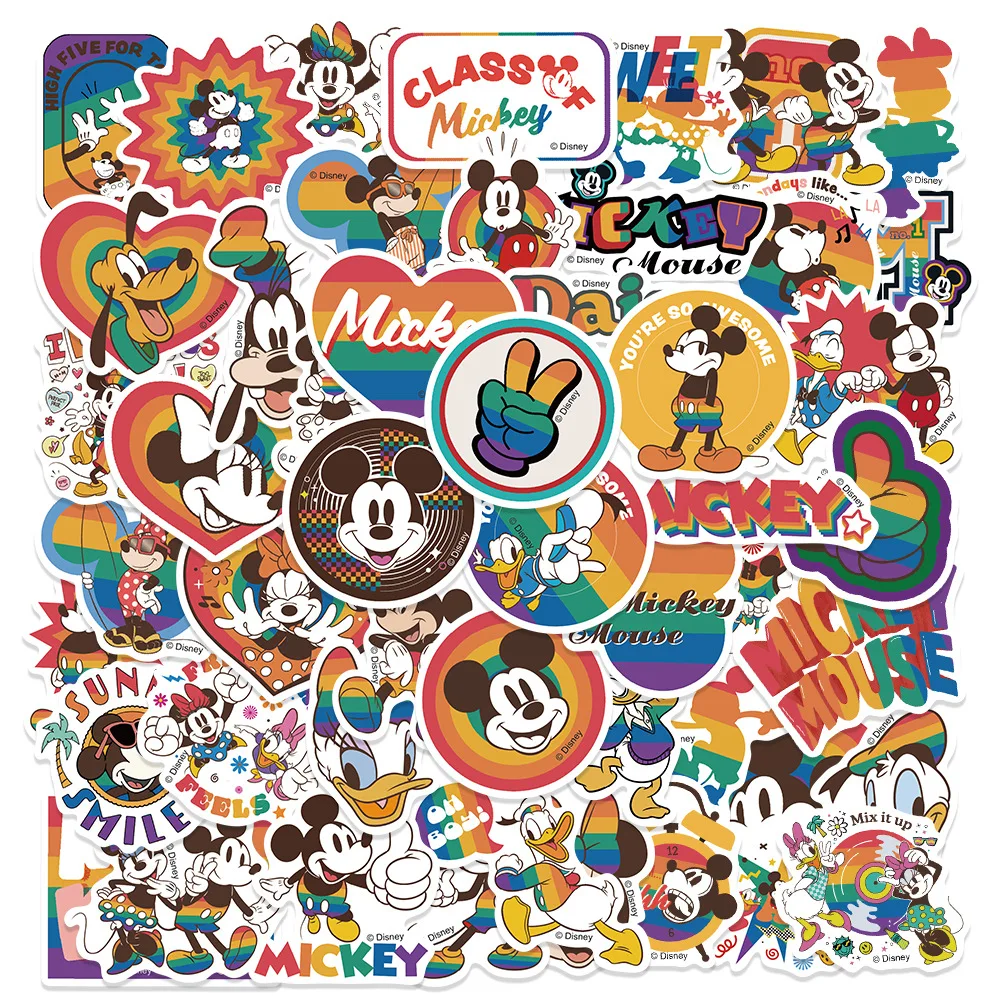 50PCS Disney Movie Minnie Mickey Stickers Anime Decal DIY Skateboard Laptop Motorcycle Cool Cute Cartoon Sticker Pack Kids Toy