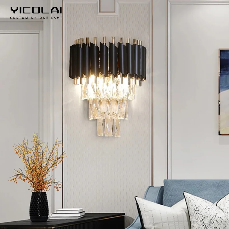 

LED Crystal Wall Lamp Light Luxury Living Room Wall Lamp Modern Bedroom Bedside Hotel Corridor Staircase Indoor Decoration Lamp