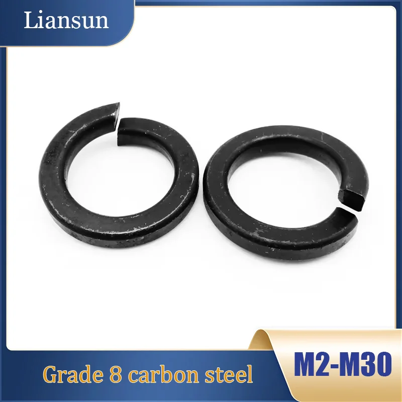 

5-500pcs Black Spring Split Lock Washer Elastic Gasket Grade 8 Carbon Steel M2 M2.5 M3 M4 M5 M6 M8 M10 M12 M14 M16 M18 M20-M30