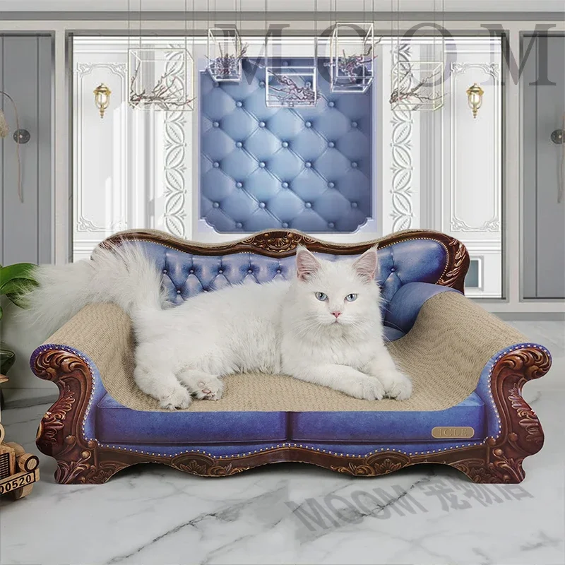 Luxurious Extra Large Cat Sofa with Scratching Board and Toys – European Style Claw Grinding Corrugated Paper Cat House