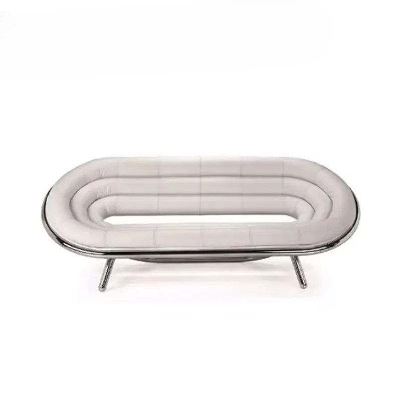 #GORMAN Furniture Circled Lounge Armchair Stainless Steel Frame Living Room Chair Fabric Upholstered Living Room Furniture