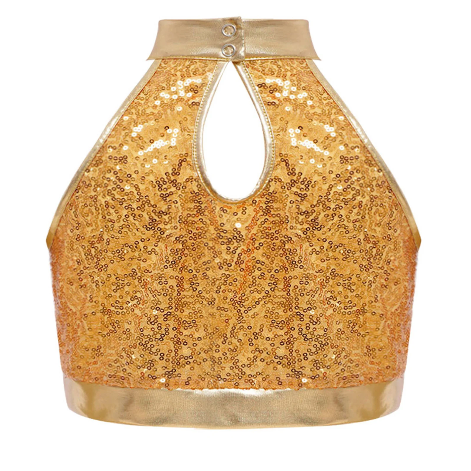 Kid Girls Jazz Dance Costume Tank Tops Disco Outfits Street Hiphop Sequins Crop Top School Show Stage Performance Children's Top