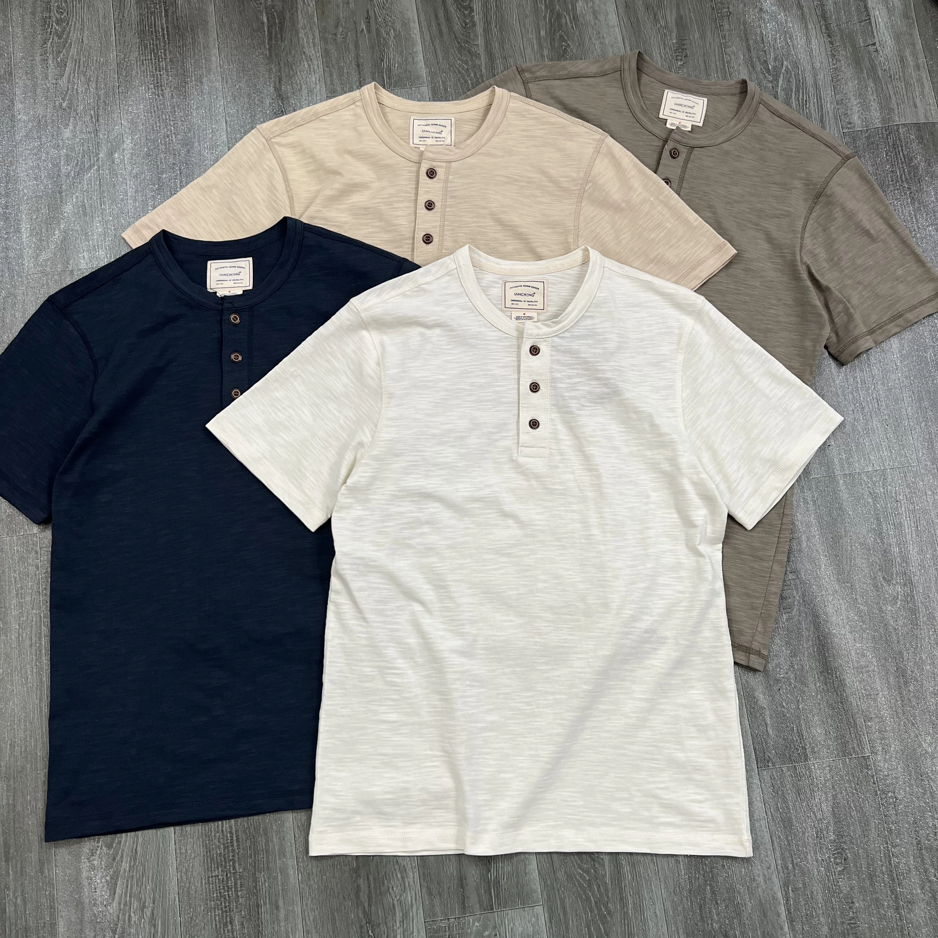 Men's Summer Short Sleeve T-Shirt Henry Collar Loose Breathable Cotton Linen Blend Button Shirt Multi-Color Trendy Retro Style