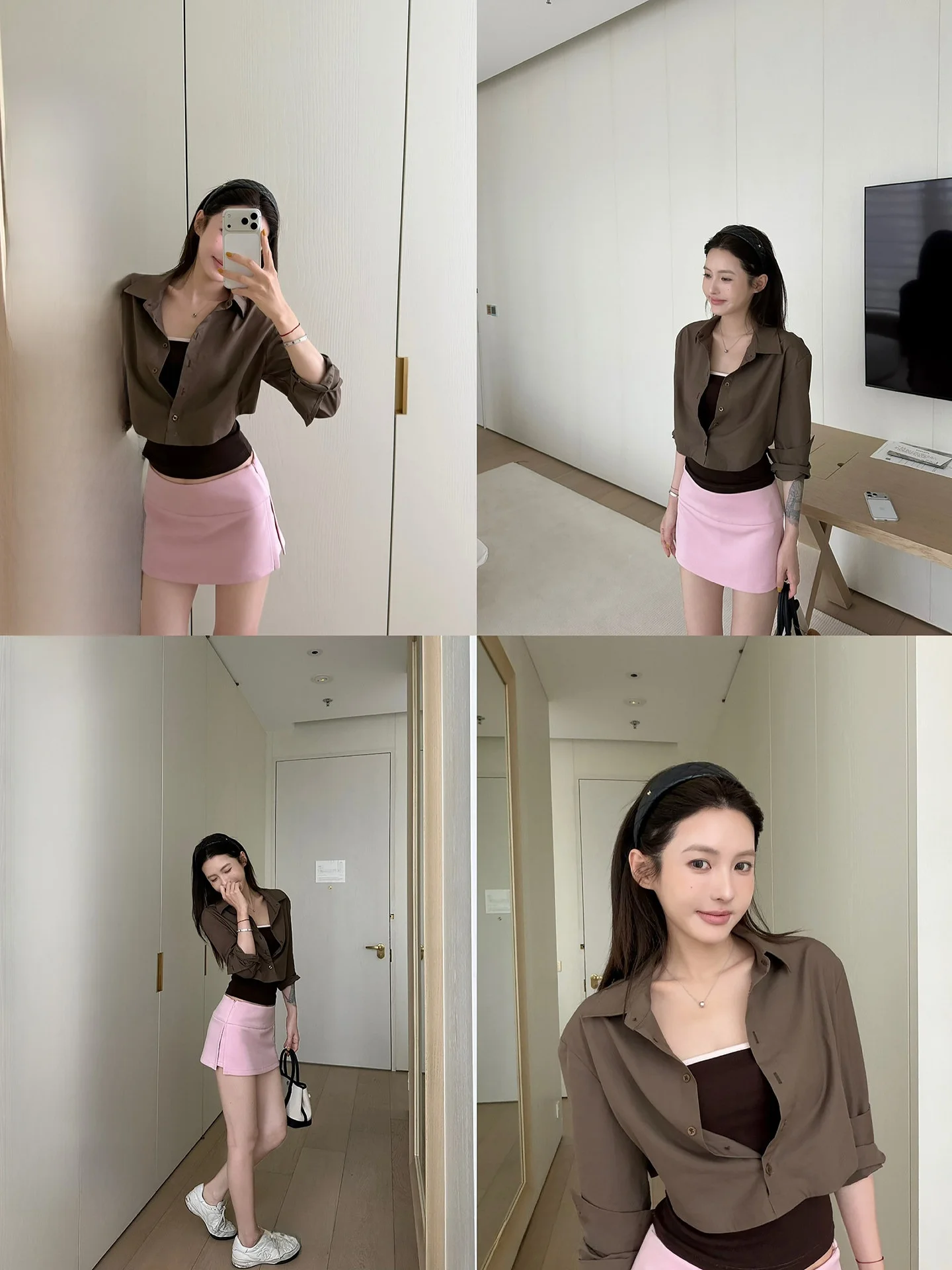 

NingSi Women's Slim Fit Short Sleeveless Shirt Casual Style Turn-down Collar Spring Summer Top Set Skin-friendly Breathable