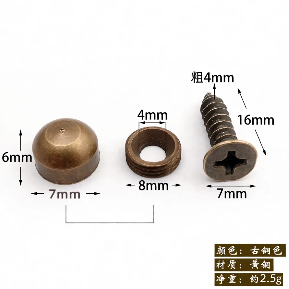 Vintage Aesthetic Brass Screw Caps Retro Copper Decorative Hardware Nail Covers For Cabinets Mirrors And Professional Signage Mo