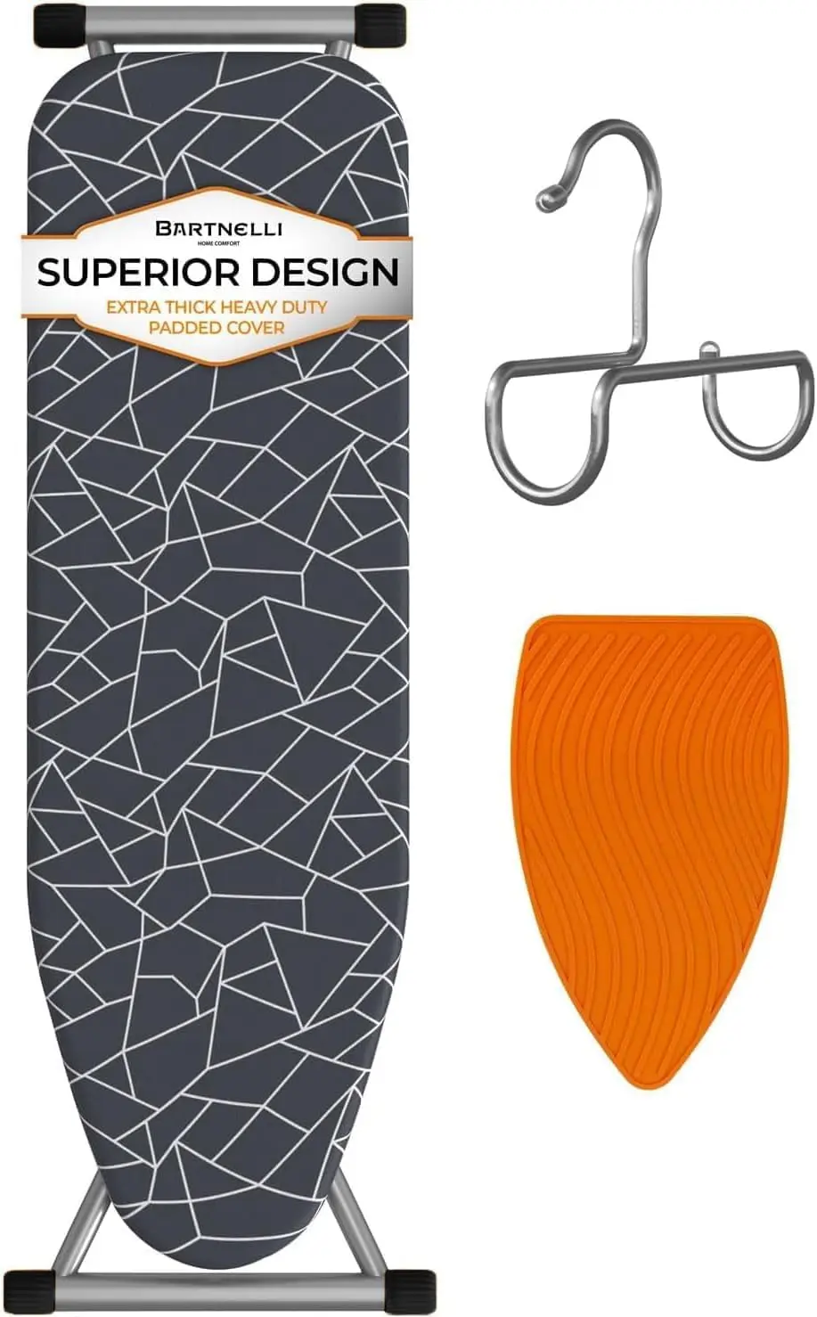 

Compact Ironing Board with Adjustable Height, Folding System, 4-Layer Cover, Hanger & Mat