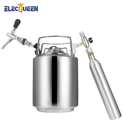 10L Cornelius Keg Kit,Stainless Steel Brewery Beer Keg Barrel Beverage Container with Beer Tap,Co2 Regulator & 0.6L Soda Bottle