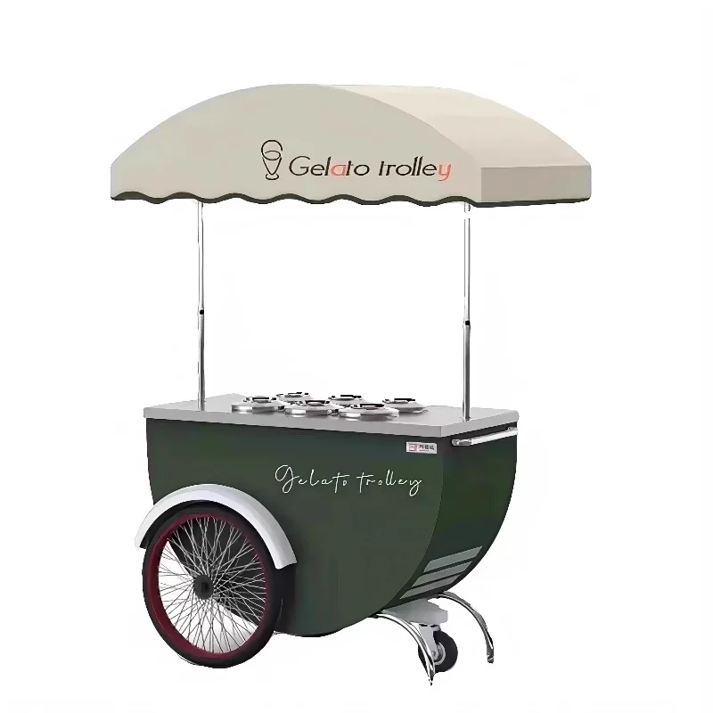 *Carrito de exhibición de tienda de centro comercial, carrito de mercado de promoción de eventos de negocios de helados con empuje manual móvil