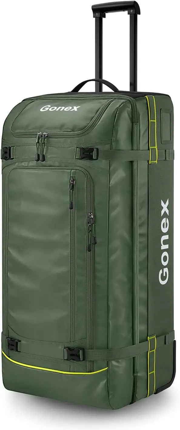 

100L Rolling Duffle Bag with Wheels, Water Repellent Travel Duffel, Large Wheeled Luggage 33 Inch, Olive Green