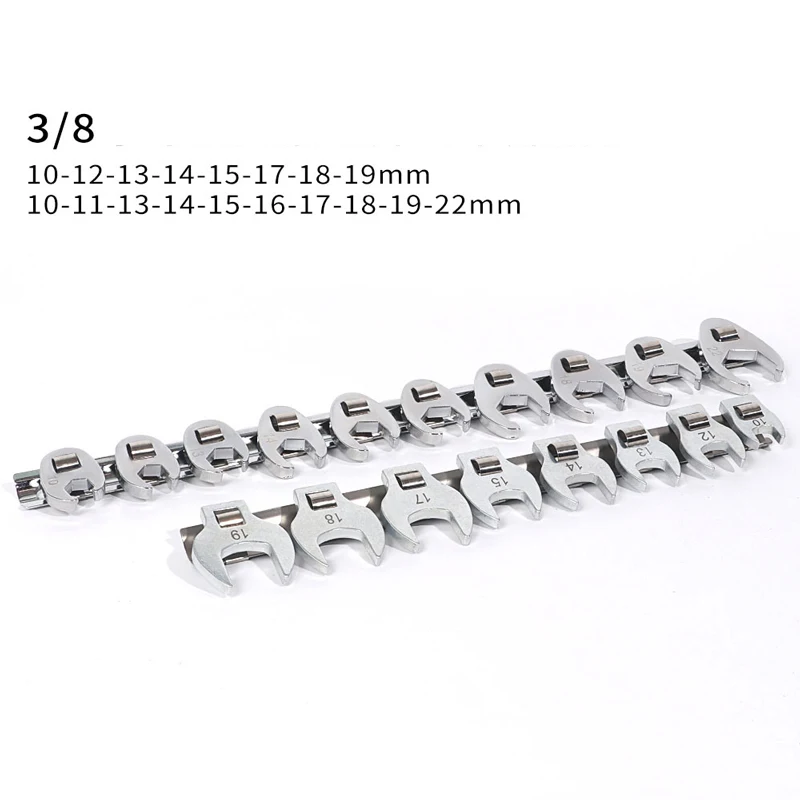 Chiave per azionamento da 3/8 pollici Chiave per estremità aperta con piede di corvo Set di chiavi Utensili manuali Chiave per azionamento 10mm-22mm Chiave per clacson Testa di riparazione