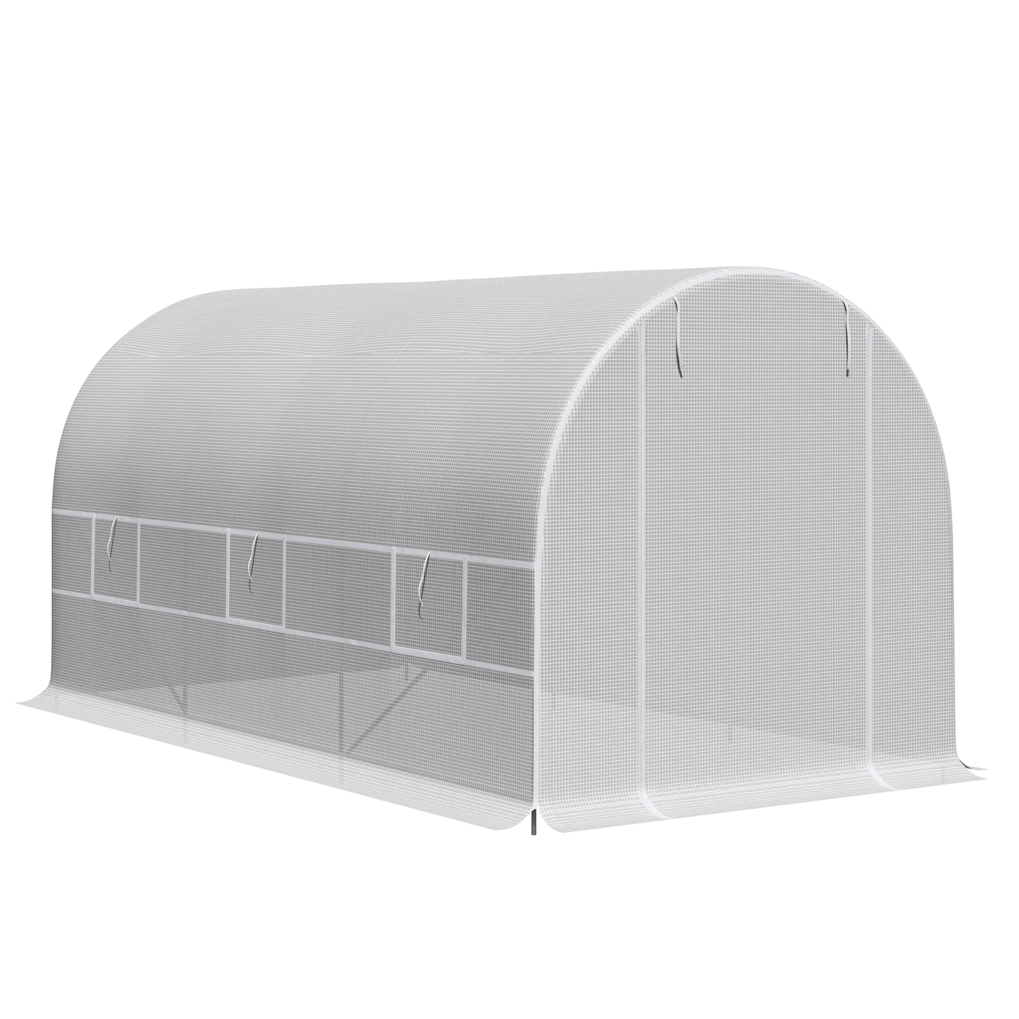 Outsunny greenhouse tunnel 400x200x200cm with 6 windows cultivation plants White