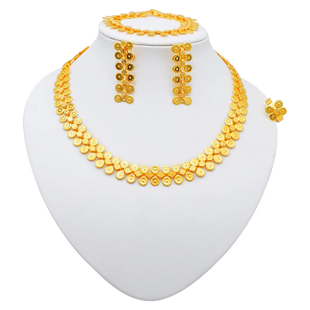 Colar/brincos/pulseira/anel (estilo gota) feminino ouro 24K, AU999 |   Taotie incrustado em ouro com gotas de diamante roscadas.