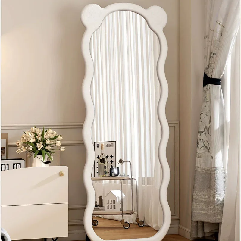 Wavy Modern Mirror Aesthetic Vanity Full Body Decoration Standing Nordic Mirror Cloud Long Espelhos Living Room Decorations