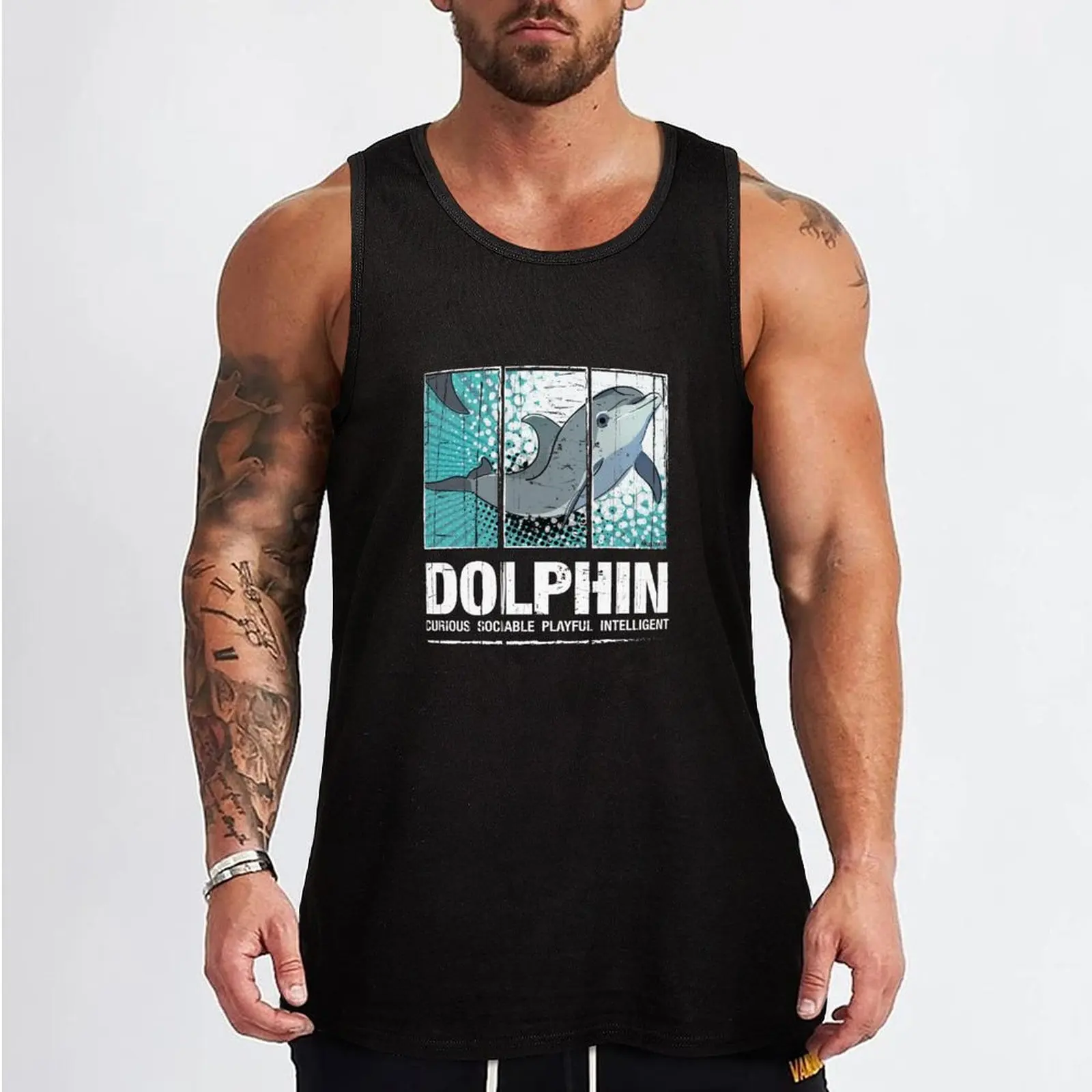 Dolphin. Ocean Series (dark version) Tank Top Vest male gym shirt man summer clothes man 2024 Japanese t-shirt