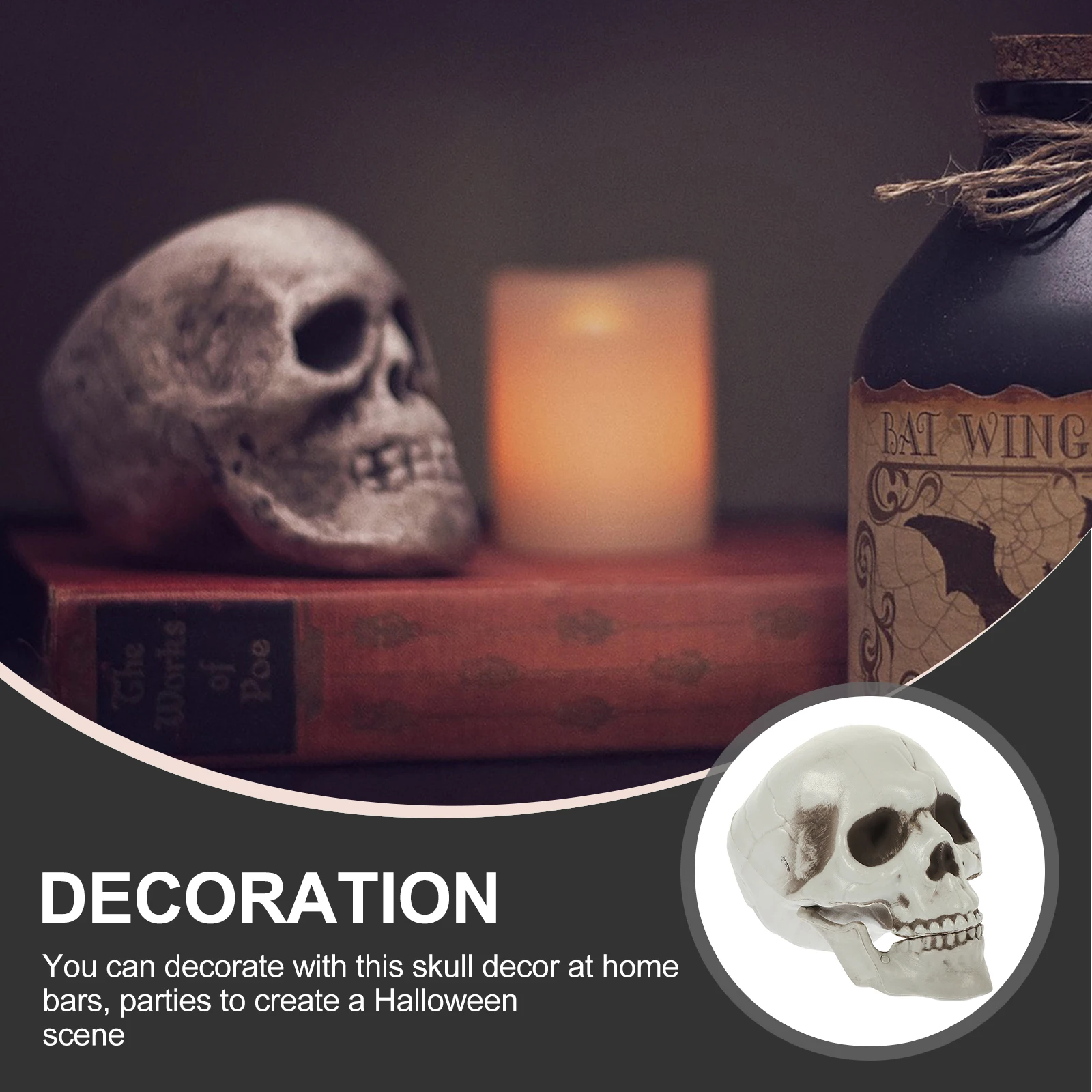 

Skull Statue Halloween Party Decoration Realistic Simulation Skull Decors Haunted House Prop Lightweight PE Material for Home