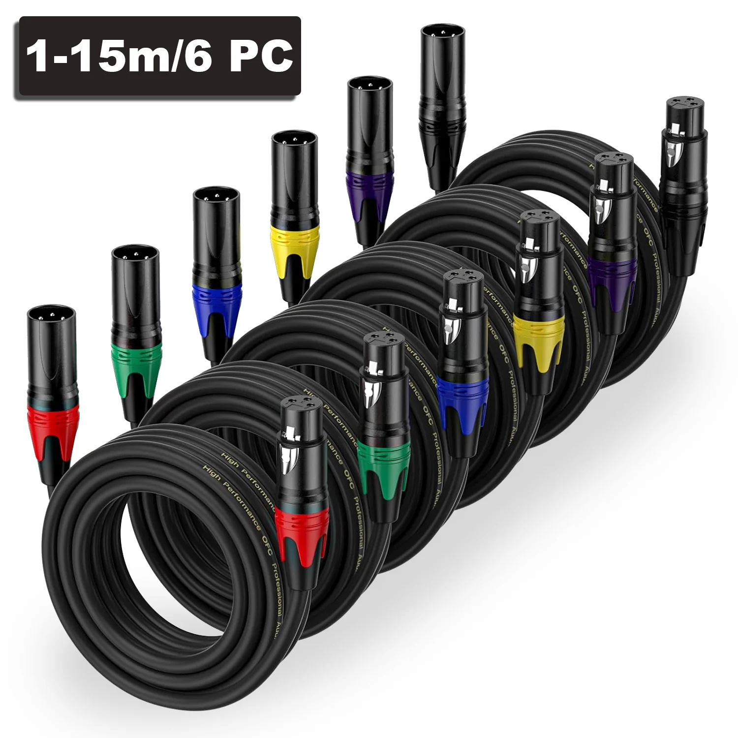 XLR Male To Female Microphone Cable 3-Pin Balanced XLR Speaker Cable Multi-Colored Mic Cord for Mixer Radio Station Podcast Etc