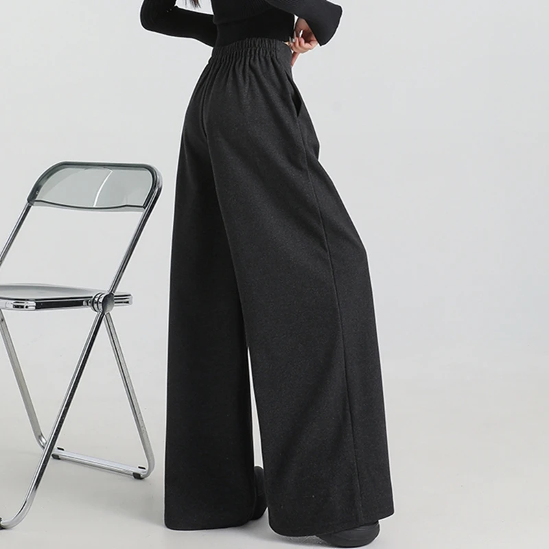 FINEWORDS خمر عارضة عالية الخصر مكتب السراويل النساء أنيقة فضفاضة الصوفية بانت Easymatch كامل طول السراويل واسعة الساق