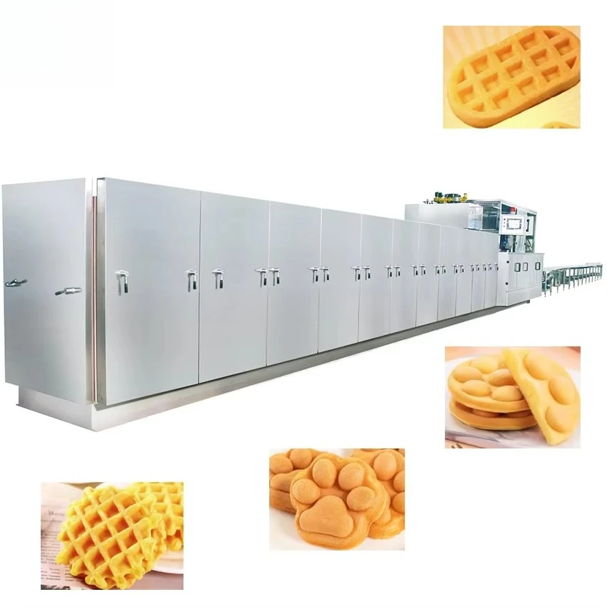 FOODLINE Automated Batter Feeding Waffle Production Line Continuous Batter Supply Waffle Equipment For Factory Workshop