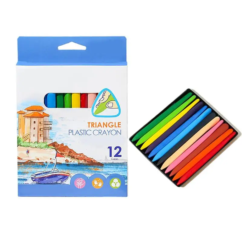 Triangular Crayons Organic Pencil Crayons Set Washable And Erasable Crayons Set Coloring Crayons For School & Art Supplies 12/24