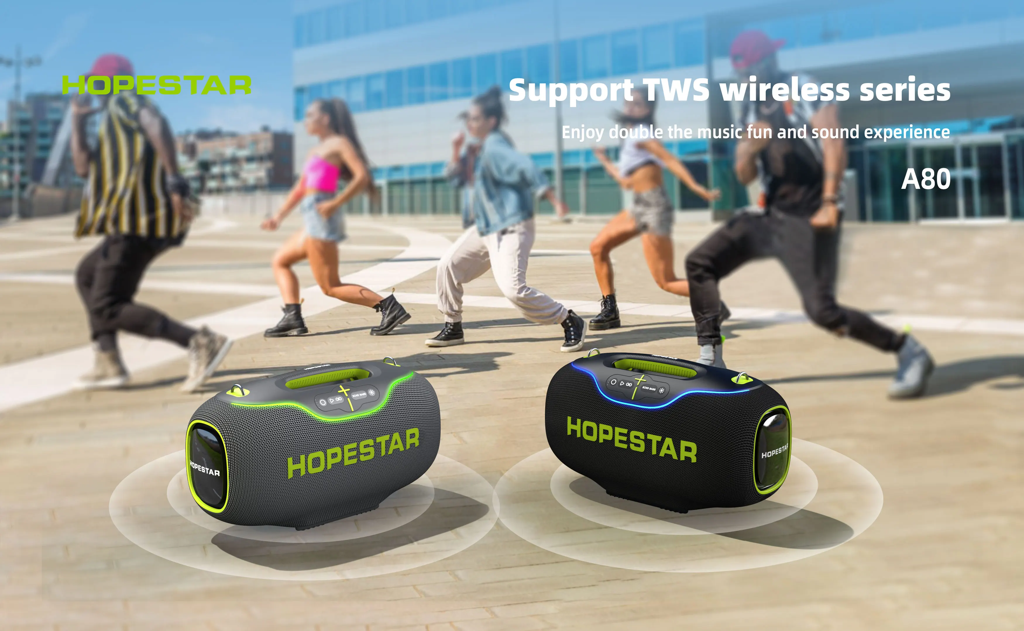 Hopestar Speaker A80 High Quality Portable Audio Players 350W RGB Wireless Subwoofer Home Theatre USB For Parties Computers DC