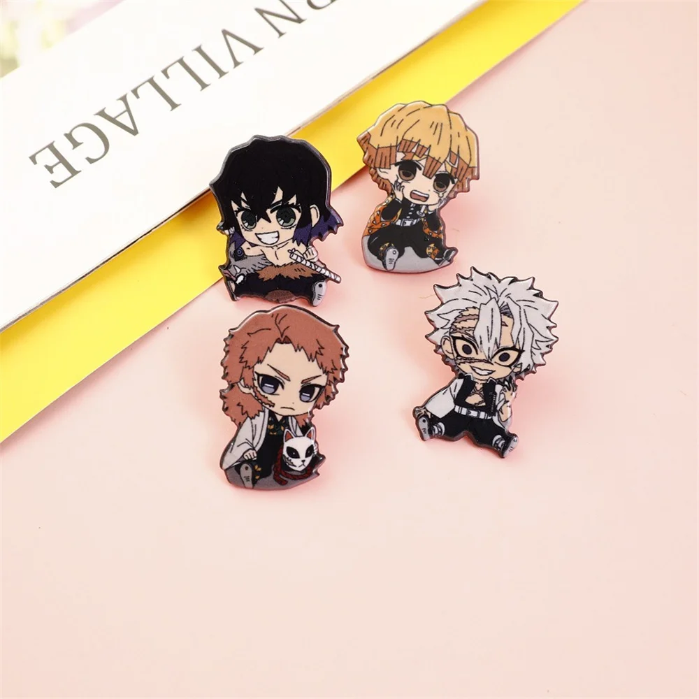 Wholesale Demons Slayer Anime Role Brooch Acrylic DIY Decorative Pins for Women Man Birthday Present Kids Toy Brooch image 4
