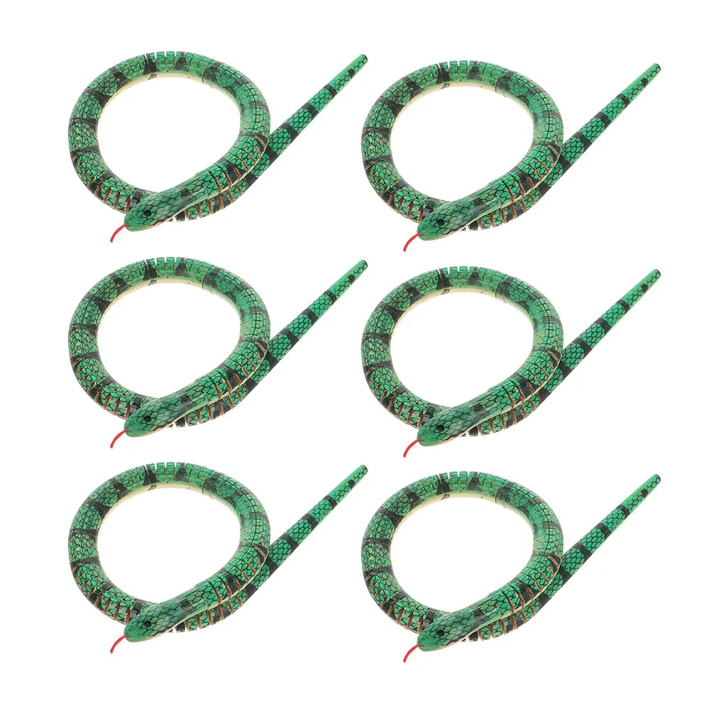 

6Pcs Flexible Jointed Wooden Snake Realistic Prank Decoration Halloween Party Favor Wiggle Snake DIY Craft Project