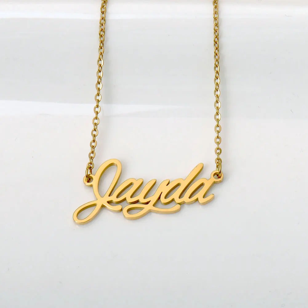 

AOLOSHOW Jayda Name Necklace for Women Gold-Color Pendant Stainless Steel Letter Choker Jewelry