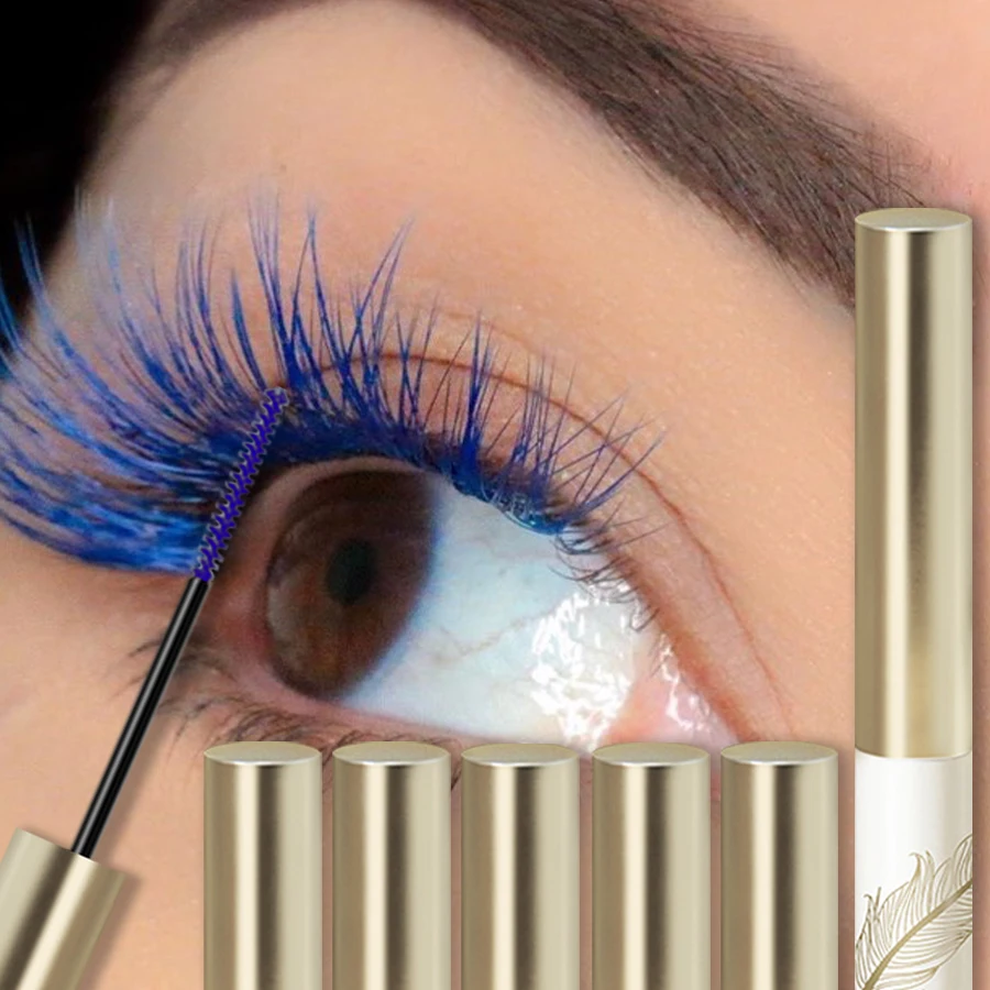 10-Color Ultra-fine Brush Mascara Strong and Lasting Content and Length, Waterproof Prolonged Eye Lash Makeup Black Red Purple