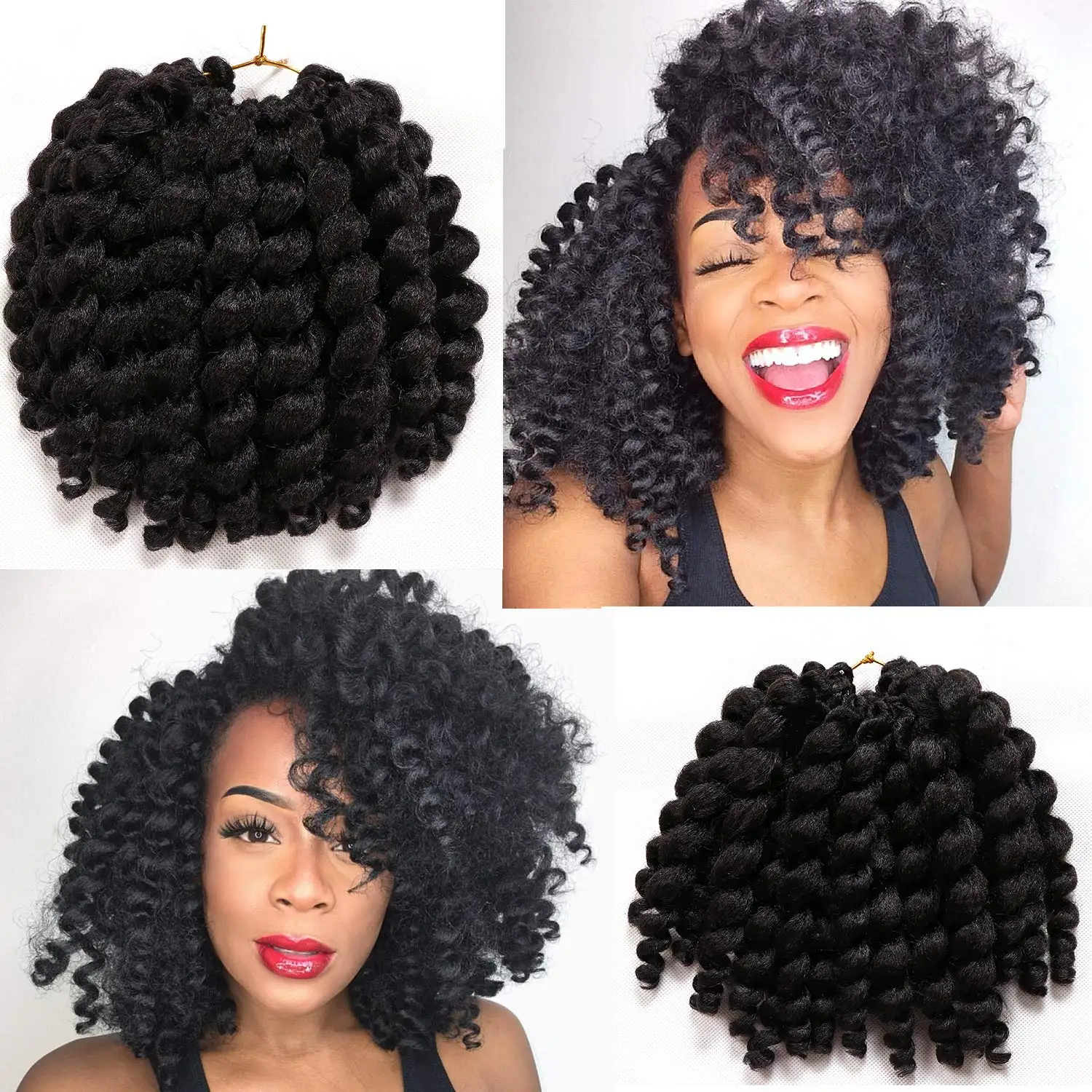 Wand Curl Crochet Hair 8inch Jamaican Bounce Crochet Hair for Black Women Natural Black  Crochet Hair Short Curly Crochet Hair