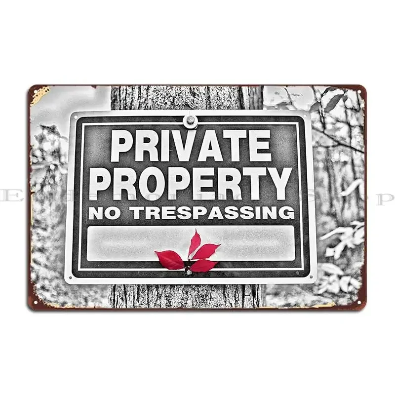 Private Property No Trespassing Metal Plaque Poster Bar Wall Mural Create Living Room Custom Tin Sign Poster
