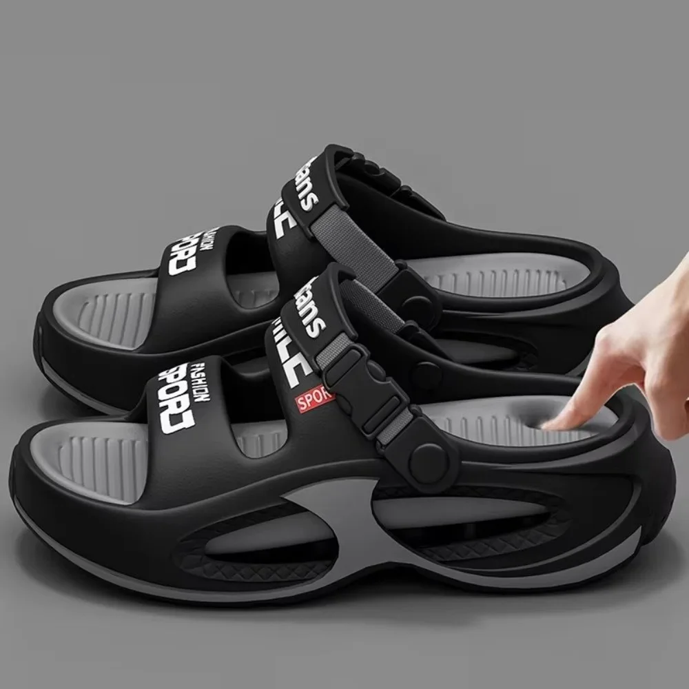 Platform Sole Thick Bottom Sandals Outdoor Use Heighten Non Slip Beach Slippers Couple Design Thick Bottom Men Sandals