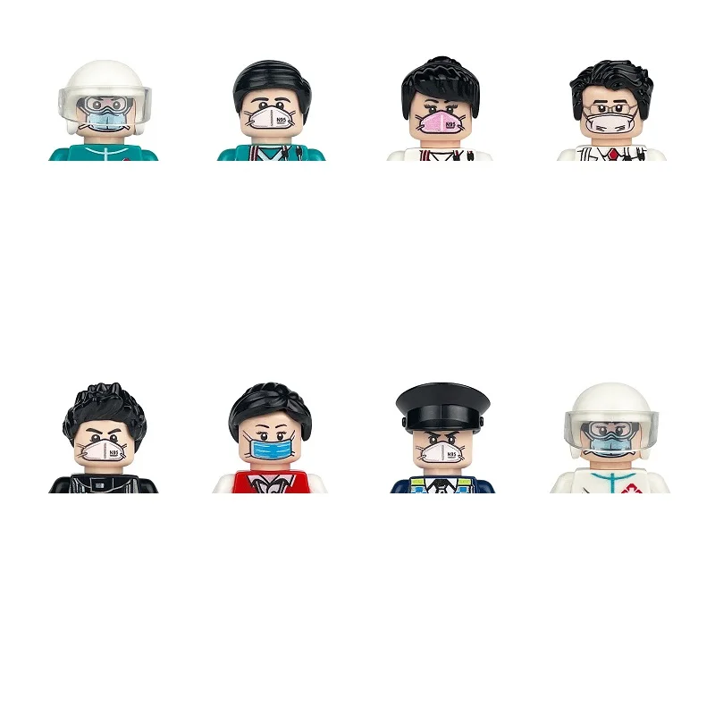 MOC 10pcs/lots Doctors Nurses Patient City Mini Action Figures Assembled Building Blocks Figures Accessories Children Toys Gift