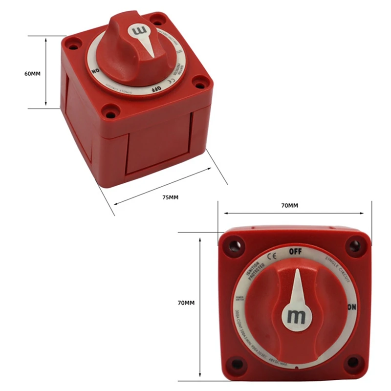 미니 스위치 컷 온 오프 해양 보트 배터리 스위치 아이솔레이터, 로터리 분리, 셀렉터 3 위치, 12-48V, 100-300A