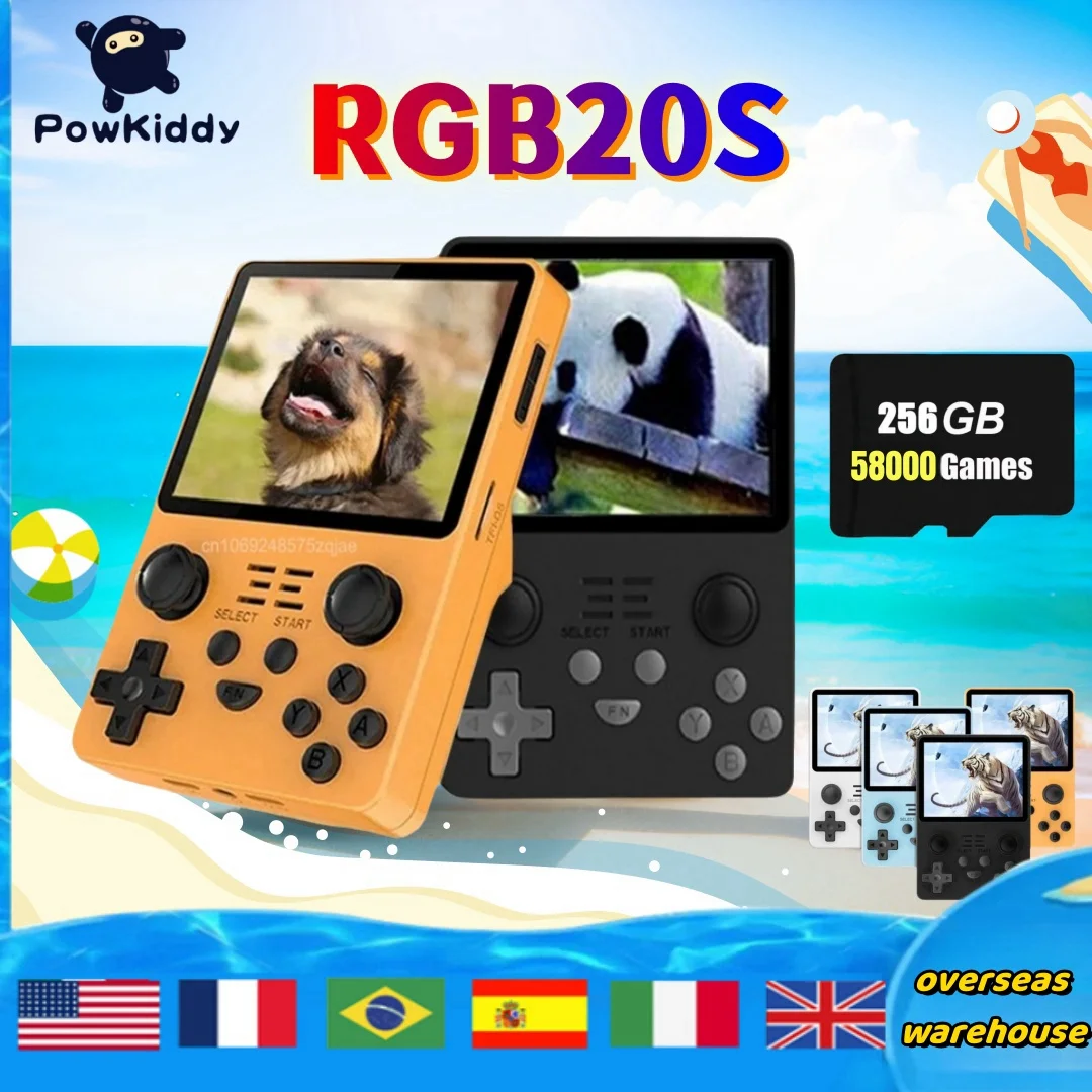 

POWKIDDY RGB20S Handheld Game Console Retro Open Source System RK3326 3.5-Inch 256G 58000 Games Double Joystick Children's Gifts