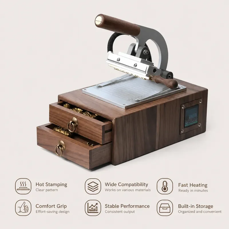 WT-90XT Desktop Hot Stamping Machine Full Movable Type Set, Heat Press with Gold Foil for Leather Paper Logo Branding
