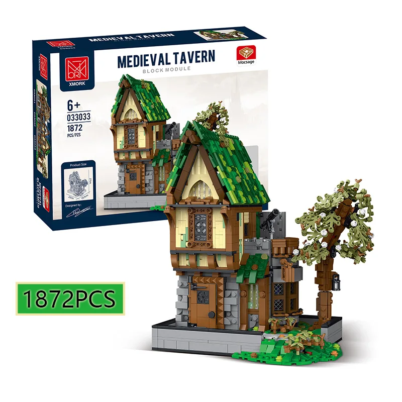 

1872PCS MOC City Medieval Street View Tavernr Model Assembly Street View Building House Bricks Building Blocks Children's Toys