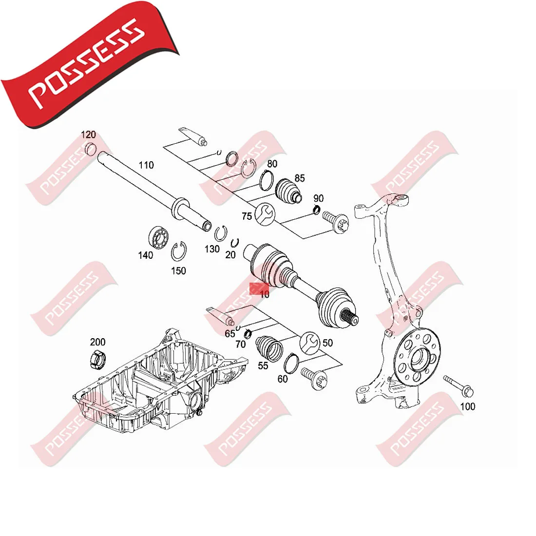 Front Axle Drive Shaft Assembly With Constant Velocity Universal Joint For Mercedes-Benz S-Class W221 C216 4Matic 2005-2013