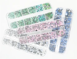 1000 sztuk/pudło 4 Opal kolory kryształ Hot Fix Nail Art dżetów Mix 6 rozmiary стразы poprawka Rhinestone dla Nail art/odzieży