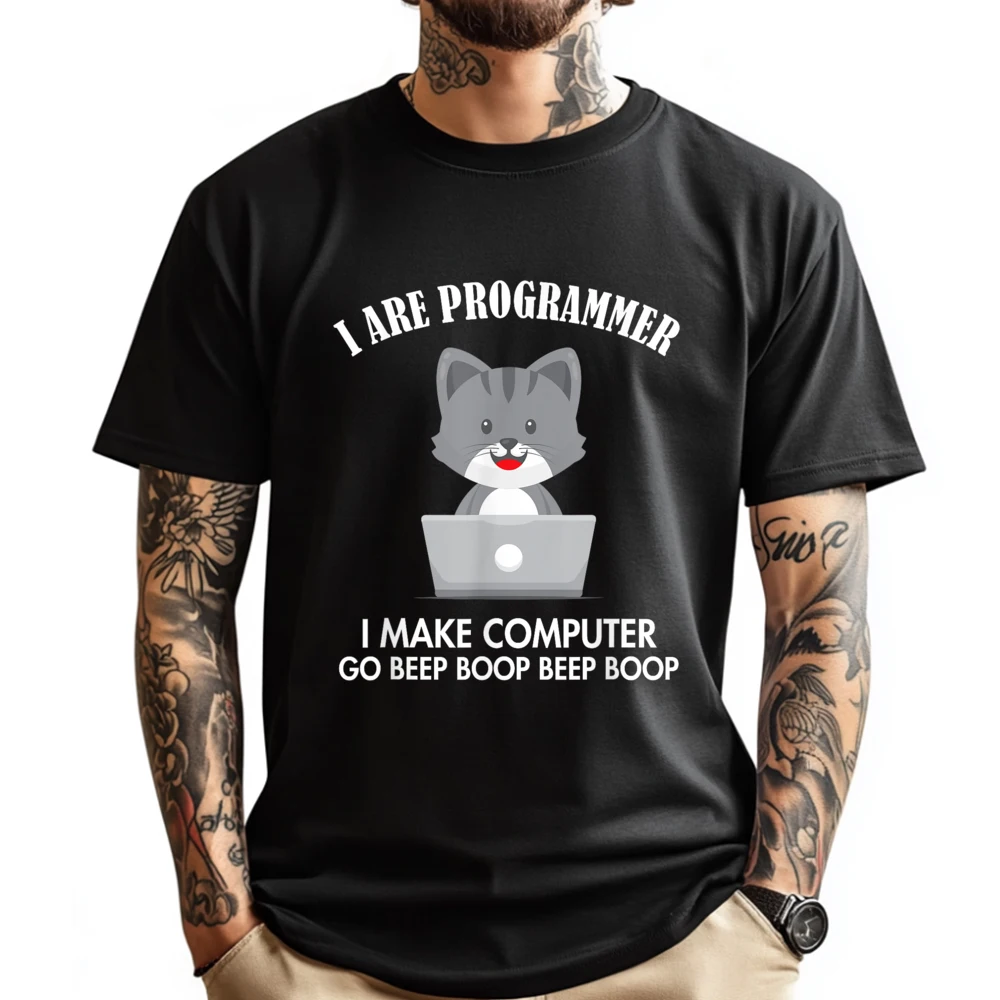 أنا مبرمج القط مهندس كامل المكدس البرامج المطور شحن مجاني الملابس المتضخم تي شيرت الرجال حجم كبير #1