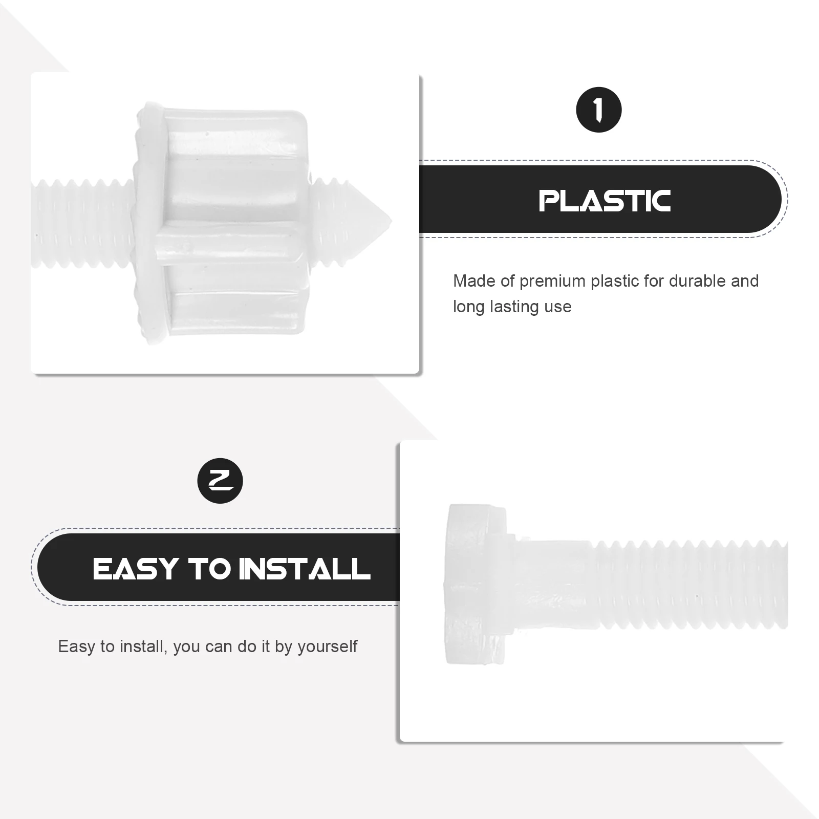 

2 Sets Toilet Seat Screws Replacement Kit Cover Heavy Duty Bolts Adjustable Shape