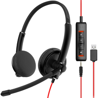 NUBWO HW01 USB Headphone/ 3.5mm Computer Headset with Microphone Noise Cancelling for Laptop, Lightweight PC Wired Headphones