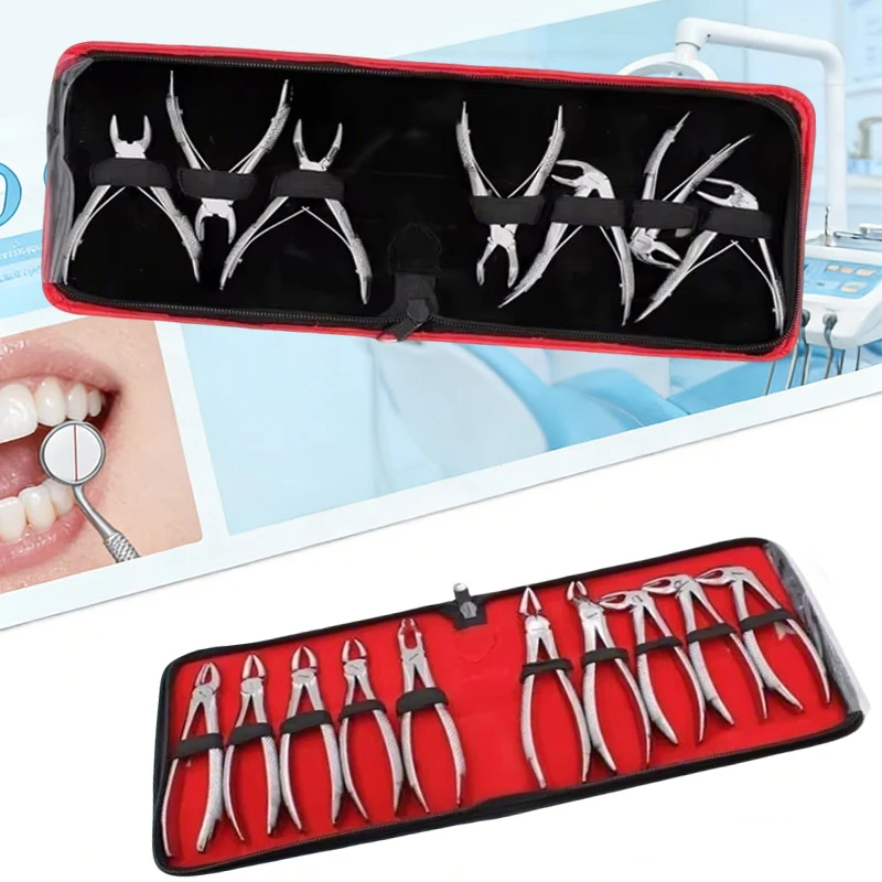 

Набор из 10 инструментов для удаления зубов (7 для взрослых, 7 для детей), профессиональные хирургические инструменты из нержавеющей стали для операций на полости рта