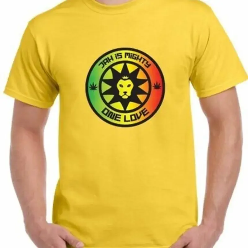 Jah is Mighty Lion of Judah Reggae Men's T shirt Bob Marley Rasta Festival