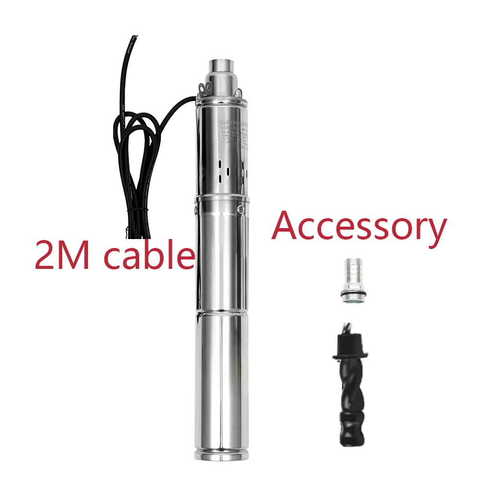 

370W Solar Deep Well Pump Max Head 65M DC48V Brushless Solar Submersible Pump Max Flow 2T/H Stainless Steel Drilling Pump