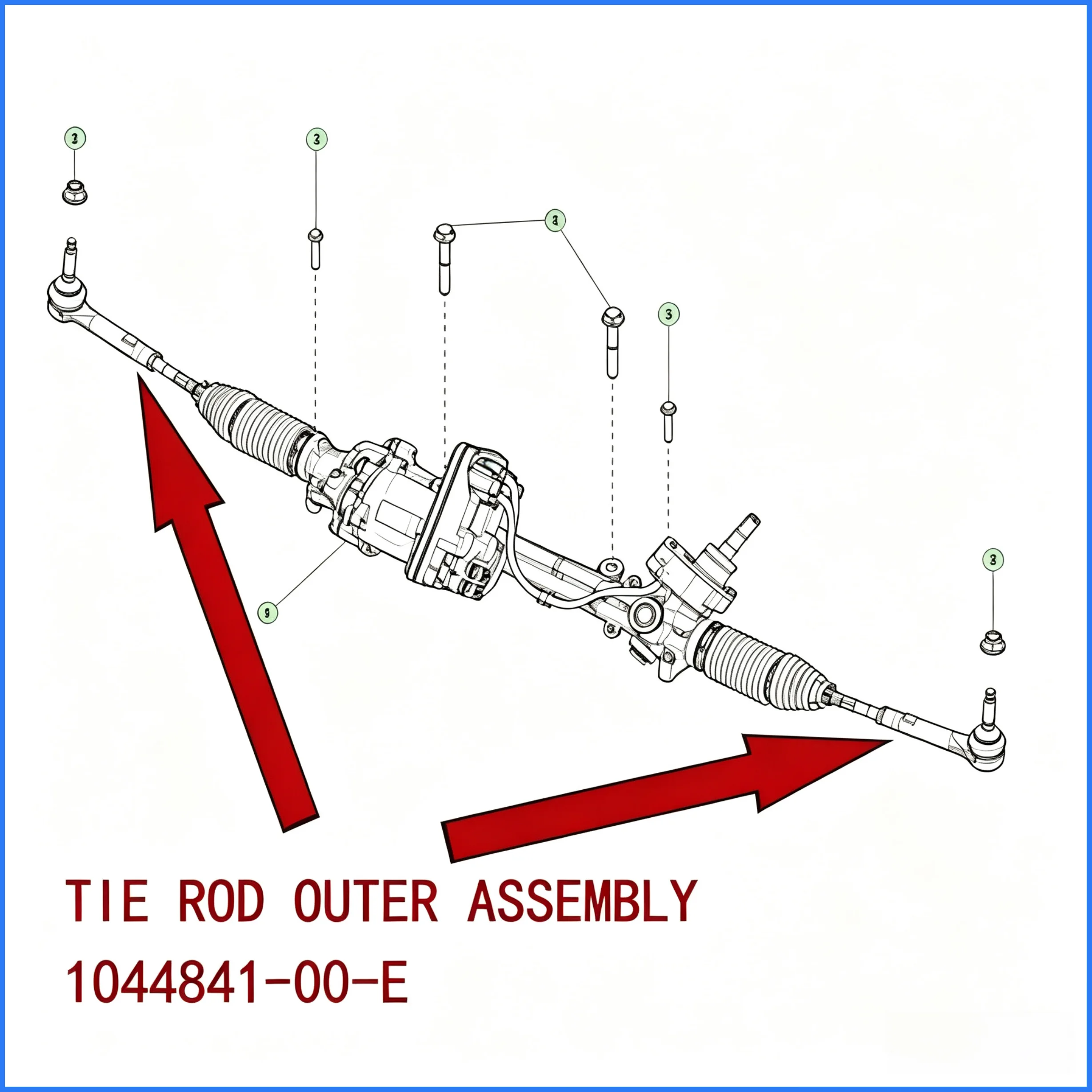 Steering Outer Tie Rod Assembly Outer Ball Head 1044841‑00‑E For Tesla Model3 2017‑2023 Model Y 2020‑2024 Left & Right Tie Rod