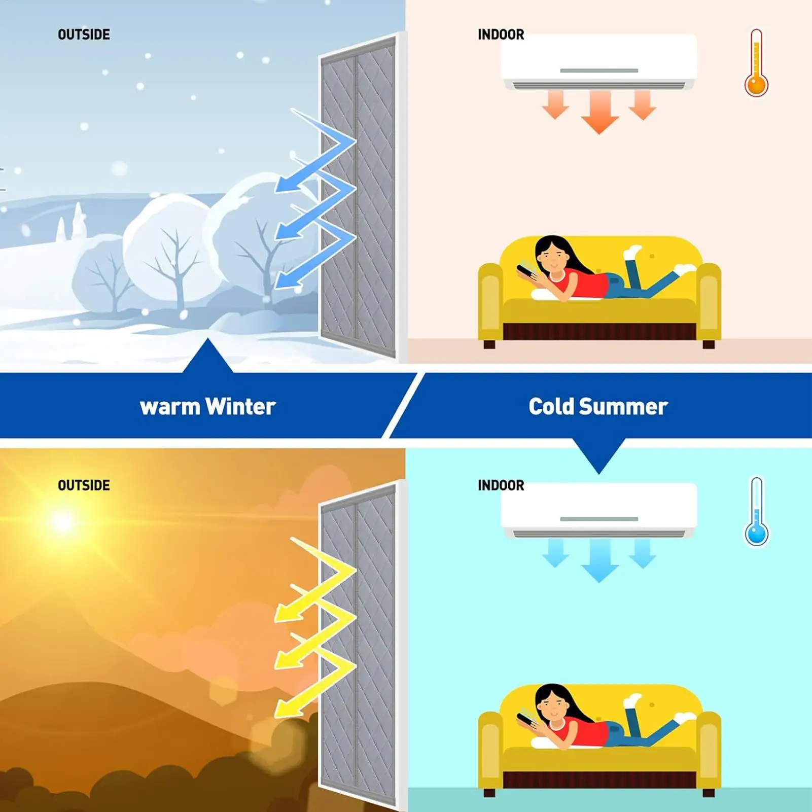 ستائر الباب المغناطيسي الباردة مشروع مانع معزول ستائر الباب لغرفة المنزل شقة فناء الشرفة المدخل في الهواء الطلق الشتاء #1