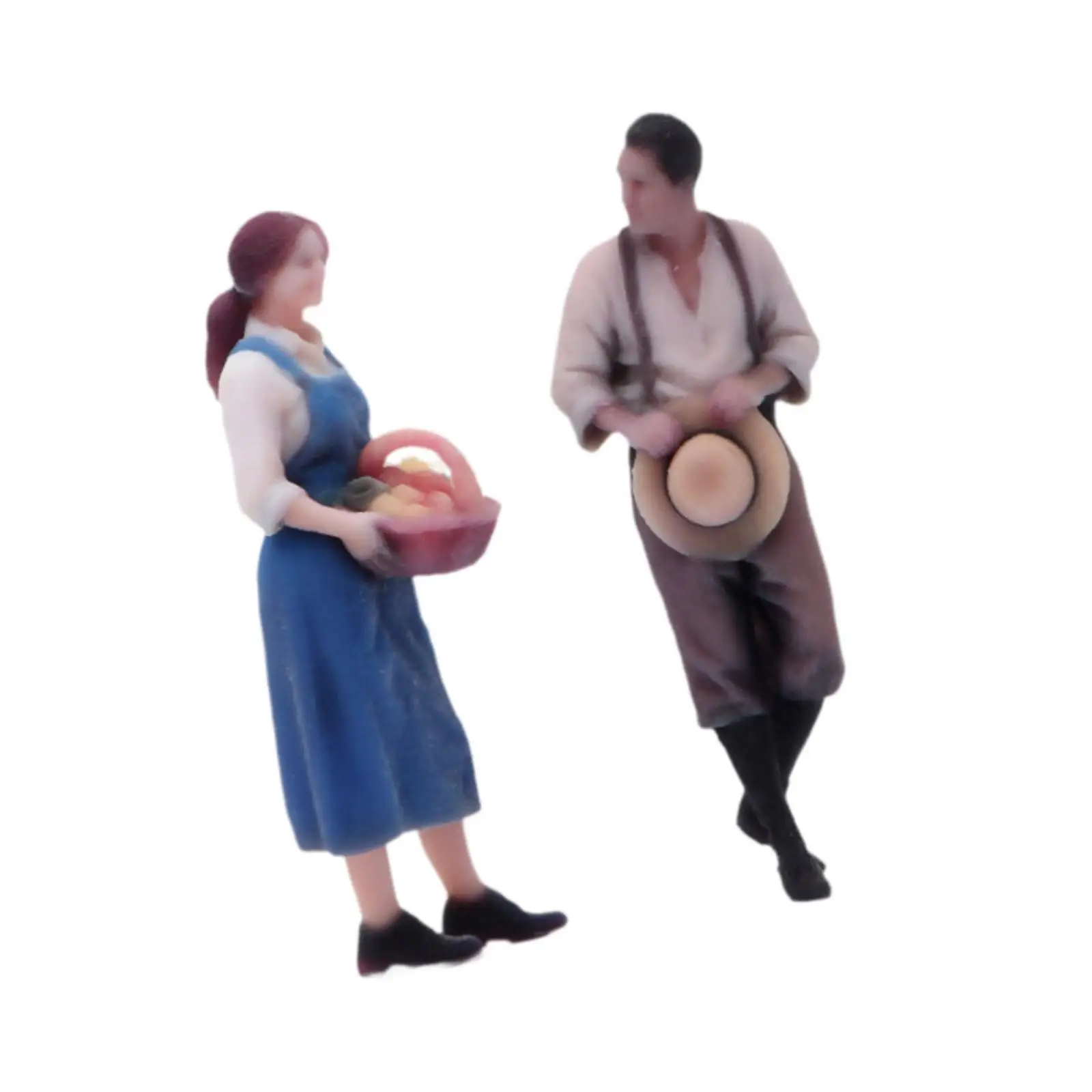 

1/64 Scale Farm Couple Models Tiny People Models Collectible Dioramas Realistic for Desktop Decoration Fairy Garden DIY Scene