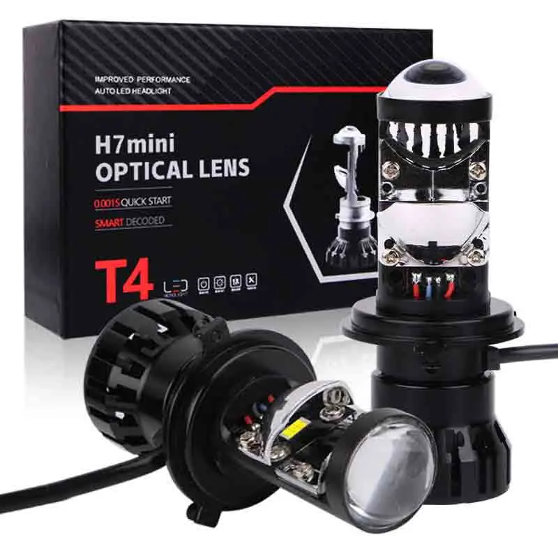 

T4 H4 LED Headlights car H4 Mini Projector Lens 6000K White 100W DC9-32V High Low Beam Headlight 8000LM Auto Led Bulb